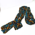 Crocheted Long Skinny Scarf Multicolor Brown Blue Gold Y2K Boho Speckled Artsy Photo 1