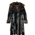 Vintage Betty Rose Black Faux Fur Plush Velvet Coat Belted Double Breasted Photo 11