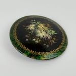 Vintage Hand Painted Floral Brooch Signed Czodakova 1996 Round Pin Photo 2