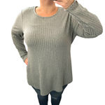 Calvin Klein SIZE 0X Lightweight Round Hem Sparkly Crew Neck Ribbed Knit Sweater Photo 85