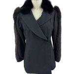 VTG VICTORIA NEW YORK Black Wool & Fur Coat Sz. 12 Size M Photo 0