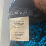 B Darlin JUNIORS' SEQUINED BOW-BACK DRESS IN BLACK/ROYAL Photo 4