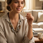 Chico's new Chico’s ❁ Boho Glass Bead Beach Necklace + Earring Set ❁ Animal Print ❁ Chic Photo 0