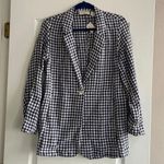 Cynthia Rowley linen gingham blazer, blue & white. 100% linen. NWOT. Size S Photo 1