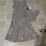 Alex Evenings  Silver Floral Midi Dress Photo 4