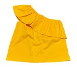 J.Crew Butter Yellow One Shoulder Ruffle Top XXS Summer Spring Vacation Resort Photo 2