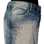 Cache Denim Rhinestone Metal Stud Skirt Slight Distress Stretch New $98 NWT Photo 4