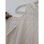 Mudd  Women's Top Blouse Lace Lined Cold Shoulder Key Hole Back Ivory Size Medium Photo 3