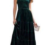 Hill House Home - Velvet Nap Dress Ellie Green Smocked Tiered Midi Sz XS Photo 0