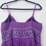 Adrianna Papell Chiffon Beaded Purple Maxi Dress Long Gown Photo 6