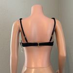 Betsey Johnson  Swim BEACH Floral BLACK Bikini Top Size MEDIUM Rosette NWT #67 Photo 5