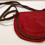 American Eagle  Crossbody Very Small Purse Faux Leather Red/Brown Trim Photo 1