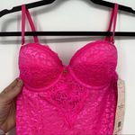 Seven Til’ Midnight‎ Lingerie Set Pink lace Garter & Thong small NWT Photo 2