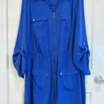 Alfani  Woman‎ Plus Size 20W Blue Roll Tab Sleeve Zip Up Utility Dress Photo 0