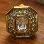 Swavorski VINTAGE S.A.L. Clip-On Earring | Bold Gold Tone Rhinestone Statement Jewelry Photo 6