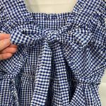 Mi Ami women's blue checkered plaid ruffle tie relaxed thick strap tank top L Size L Photo 3