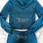 Juicy Couture 🔥 OG Bling Velour Iconic Tracksuit Hoodie & Pants Sea Dark Teal L Photo 0