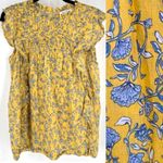 BeachLunchLounge  Floral Peasant Cottage Top Blouse Baby Doll Pleated Ruffle Smal Photo 1