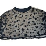Black Star Sheer Womens Mesh Crop Top Size L Photo 0