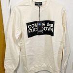 Comme des F*ck Down women's XS oversize soft comfy off white crewneck sweatshirt Photo 0