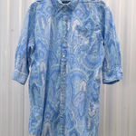 Ralph Lauren Lauren  Women's Blue Paisley Print Button Down Shirt Size Large Photo 0