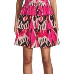 Ro's Garden Hunan Boyfriend Tiered Mini Dress Large Printed Cap Sleeve Pink NWT Photo 0