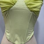 Women’s Cropped Tank Top Size S Boning Rushed Mesh Y2K Green Coquette Feminine Photo 1