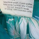 Vintage Royal Hawaiian Creations teal white tropical hibiscus ruffle hem dress Blue Photo 3