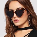 Heart Shaped Sunglasses Retro Cat Eye Classic Eyewear Brown Leopard Plastic Photo 2