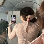 Urban Outfitters  High Neck Lace Long Sleeve Top Pink Size Medium Photo 2