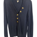 Y2K J Crew Wool Cashmere Blend Navy Button Sweater Size Small Preppy Classic Blue Photo 0