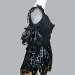 Gothic Black torn shredded look Dress with White Cross Pattern Size L Photo 5