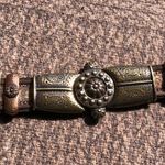 Cache  Dark Leather Bronze embroidery Multi Color METAL HARDWARE 1 1/4" Wide Belt Photo 1