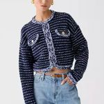 J.Crew Cropped Lady Jacket Marled Yarn Heather Ivory Wool Blend Preppy M NWT Photo 2