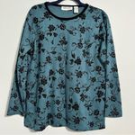 Carolyn Taylor NWT  for by Design Floral Blouse Medium Velvet Neckline Photo 2