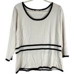 Cato  White Sweater Black Outline 3/4 Sleeve XL Top Photo 0