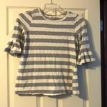 Prómesa Promesa Grey Stripe Ruffle Blouse Small Photo 0
