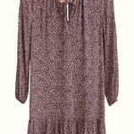 Loft Boho Plum & White Ruffle Dress | Size 8 | Tie Neck | Versatile & Chic Photo 0