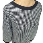 Talbots  Houndstooth Sweater Top Women's Size M Black White Long Sleeve Pockets Photo 3