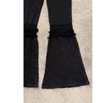 Chatoyant  Black Mineral Wash Bottom Knee Tassel Bell Bottom Pants , M Photo 2