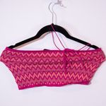 ZARA Halter Neck Chevron Knit Stretch Bandeau Crop Top Pink Orange Small Photo 0
