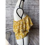 Madewell Silk One Shoulder Floral Print Women’s Top Mustard Ruffle Size S Photo 5