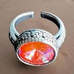 Sparkly ring made with Swarovski crystal adjustable fit handcrafted Silver Photo 0