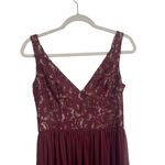 David's Bridal Illusion V-Neck Lace Mesh Bridesmaid Maxi Dress Wine Red Womens 6 Photo 1