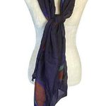 Dark blue patterned thin lightweight scarf Photo 0