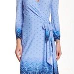 BCBGMAXAZRIA  Adele Blue Floral Wrap Dress Photo 0