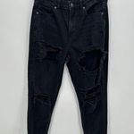 American Eagle  Mom Jean Women Size 6 Black Denim High Waisted Distressed Photo 0