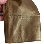 Talbots Petites 8 Soft Gold Metallic Button Closure 100% Leather Jacket Luxury Photo 6