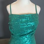 Women’s Green Fully Sequined Short Party Dress Ruffle Hem Corset Back Size 8 NEW Photo 1