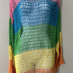 Dolls Kill Current Mood  Sorbet Shortie Crochet Rainbow Hoodie NWOT Size L Photo 0
